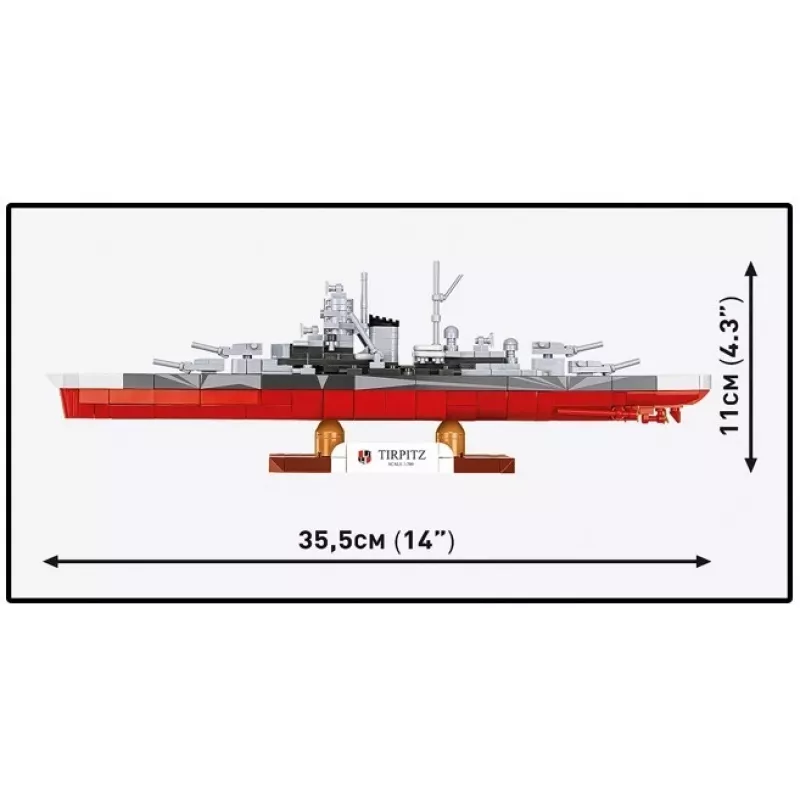 Konstruktors Cobi Kaujas kuģis Tirpitz 593 daļas, mēroga modelis