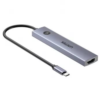 USB-C centrmezgls Unitek H1124AGY01 ar 100W PD, HDMI 2.0, 2x USB-A, 2x USB-C, SD/microSD lasītāju — alumīnijs
