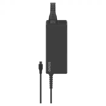 SAVIO ZA-01 iekštelpu maiņstrāvas lādētājs, 65W USB-C PD 3.0, 100–240V ieeja, viens ports, melns