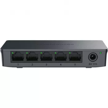 Grandstream GWN7700 Neuzraudzīts Layer 2 Slēdzis 5x Gigabit Porti 10Gbps Pārslēgšanas Jauda 802.1p QoS Melns Galda/Sienas Montāžai 5VDC