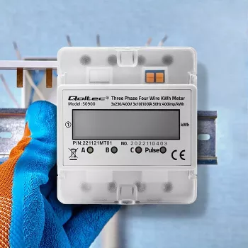 Trīsfāzu elektroniskais enerģijas skaitītājs QOLTEC 50900 400V LCD 4P