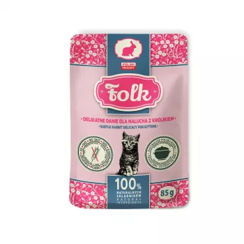 FOLK Kaķēns Smalkā truša delikatese - slapjā kaķu barība - 85g