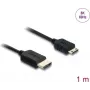 HDMI kabelis DELOCK 81684 — 1 m, HDMI Type A (vīrišķais) uz HDMI Type C (vīrišķais), 48 Gbit/s, 7680×4320, melns