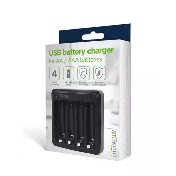 Lādētājs baterijām Gembird BC-USB-03 USB saderīgs AA AAA Melns