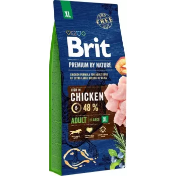 Sausā suņu barība Brit Premium by Nature Adult XL 15 kg — Vista un lasis, 28% Olbaltumvielas, 16% Tauki