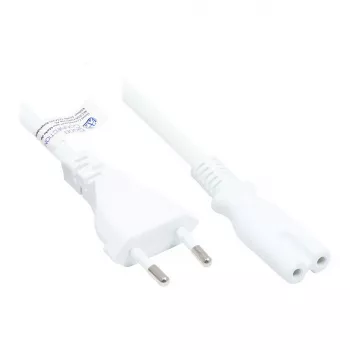 Euro-Netzkabel Euro-Stecker Typ C (gerade) an C7/Euro 8 Buchse (gerade), weiß, 0,75 mm², 2,5 m, Good Connections® (P0370-W025)
