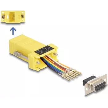 DeLOCK D-Sub 9 sievišķais uz RJ45 sievišķo montāžas komplekts dzeltens VGA RJ-45