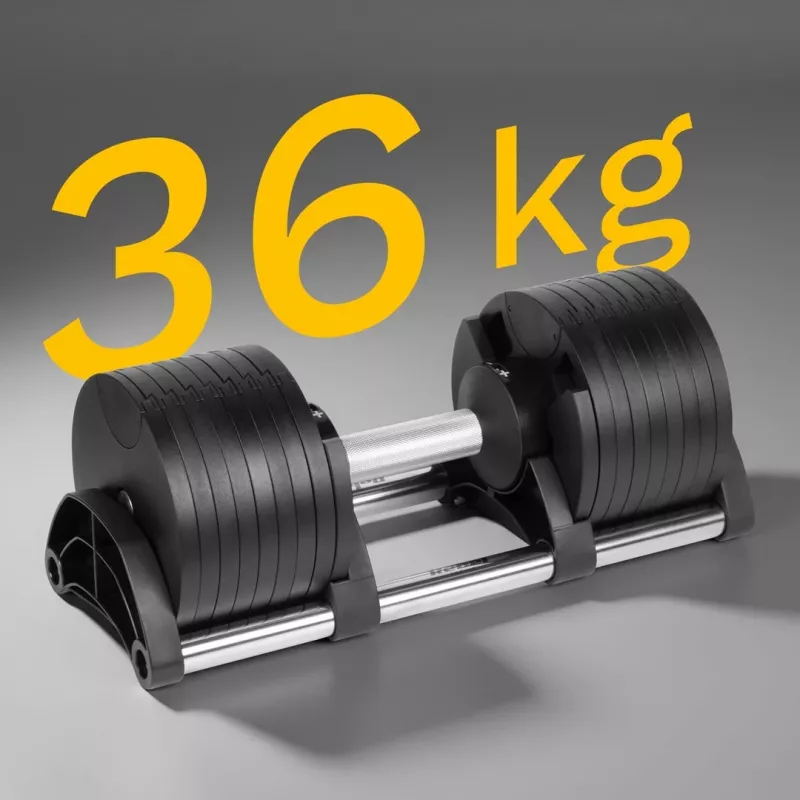 Pielāgojams čuguna hantelis Rebel Active 36 kg, automātiskais 2 kg solis