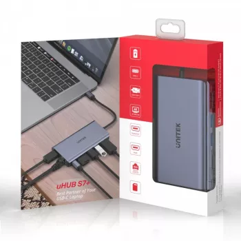Hub UNITEK uHUB S7 USB 3.2 Gen 1 Type-C Pelēks