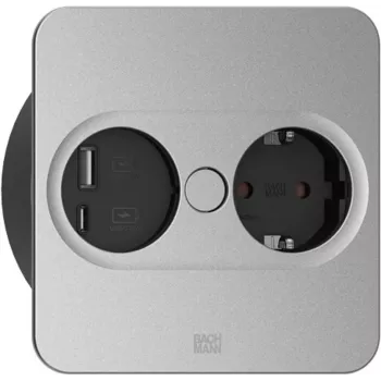 Iebūvējamā kontaktligzda Type F + USB A + USB C Bachmann 946.105 Nerūsējošais tērauds