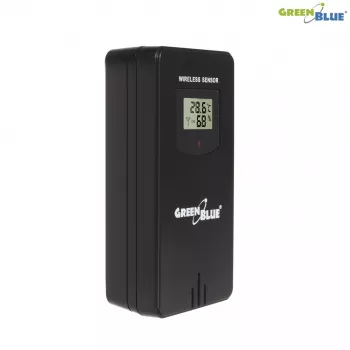 Digitālā laika stacija GreenBlue GB526 Melna — iekštelpu -20…60°C, āra -40…70°C, mitrums -20…95%, pulkstenis, mēness fāze