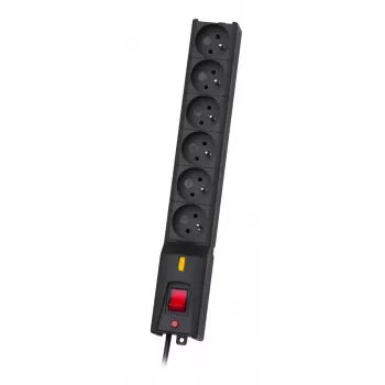 Pagarinātājs Lestar 1966004697 — 6 kontaktligzdas, 230 V, 5 m, melns