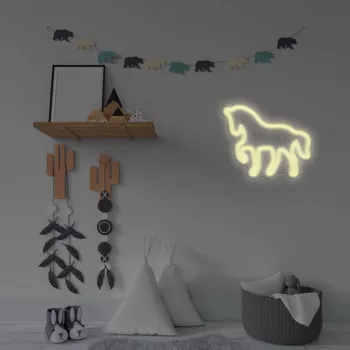 LED Neon izkārtne MANTA SNL103WH — zirga motīvs, balta