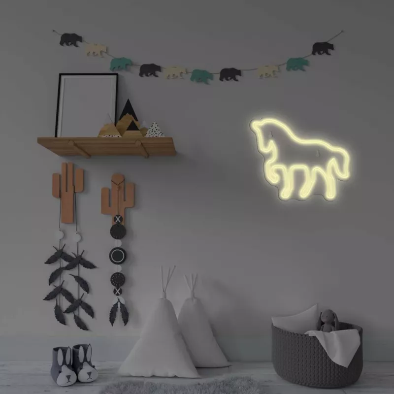 LED Neon izkārtne MANTA SNL103WH — zirga motīvs, balta