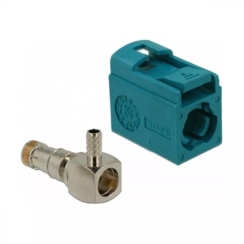 Koaksiālais savienotājs DELOCK 89723 — FAKRA Z tēviņš, 90° leņķis, 13.8×21.5×9.5 mm