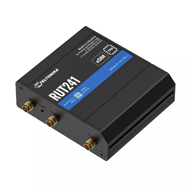 Teltonika RUT241 eSIM versija Eiropai ar ES barošanas bloku (RUT241210000)