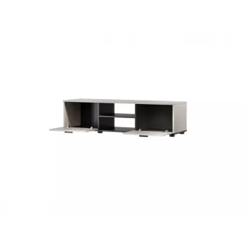 TV skapis SOHO 140 cm — krēmkrāsas virsma, melns rāmis