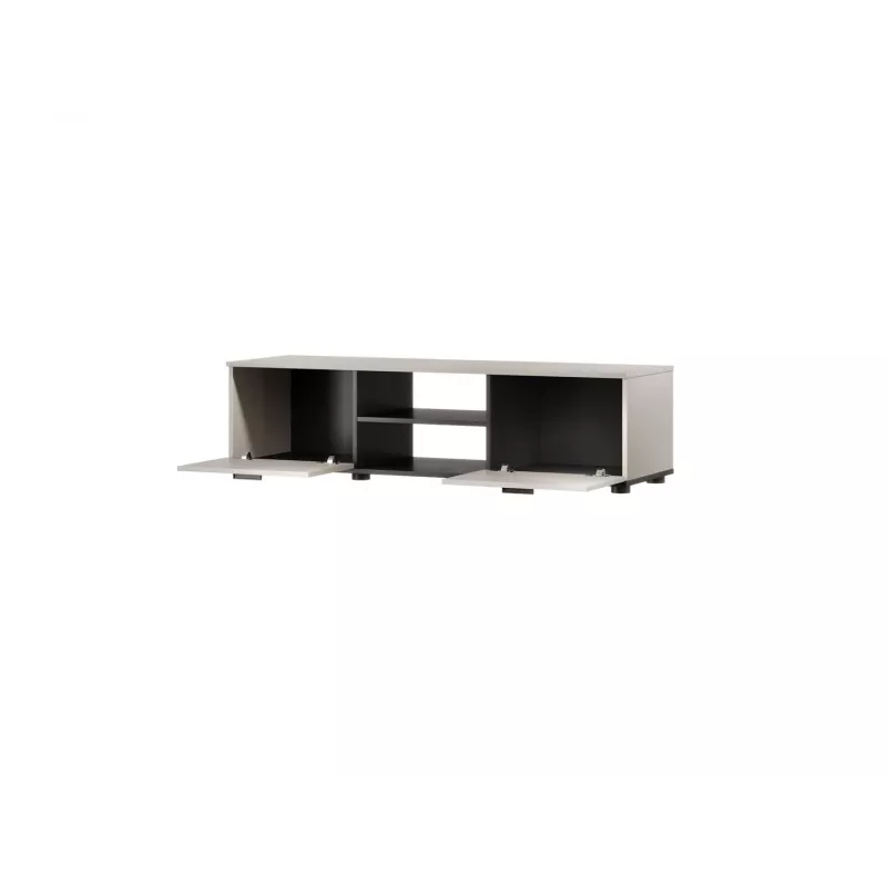 TV skapis SOHO 140 cm — krēmkrāsas virsma, melns rāmis