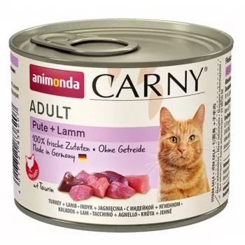 Slapjā barība kaķiem Animonda Carny Tītars + Jērs Adult 200 g — bezgraudu, bez lipekļa, 79% mitrums