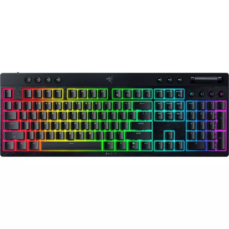 Mehāniskā zema profila tastatūra Razer BlackWidow V4 — Orange slēdži, bezvadu Bluetooth