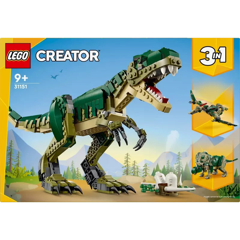Konstruktors LEGO Creator 3-in-1 T.Rex būvējams modelis, 626 gab., 150 mm augstums, vecums 9+