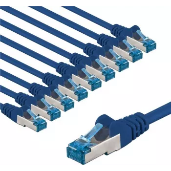 Goobay CAT 6A Patch Cable S/FTP PiMF 5 m Zils komplekts pa 10 - vara vadītājs CU (67536)