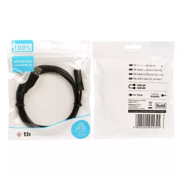 TB USB AM-BM kabelis 1.8m Melns (AKTBXKU1PABW18B)