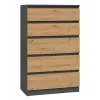 Kumode Topeshop M5 ANTRACYT/ARTISAN 5 atvilktnes, Antracīta ozols, 700×1095×400 mm
