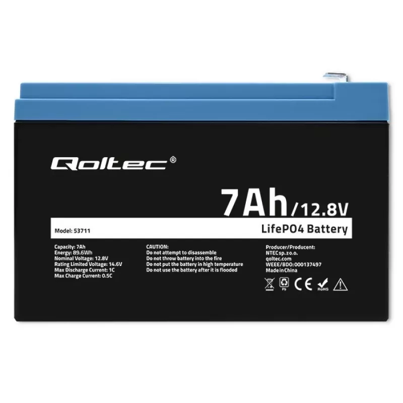 LiFePO4 akumulators 12.8V 7Ah, 89.6Wh, ar BMS