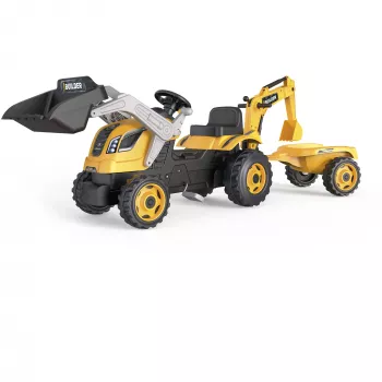 Smoby Traktor Max – Pedāļu traktors ar piekabi un ekskavatoru