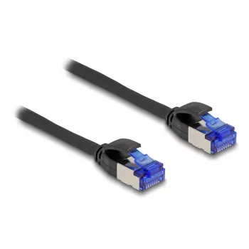 Tīkla kabelis DeLOCK RJ45 Cat.6A S/FTP Slīms 1m Melns