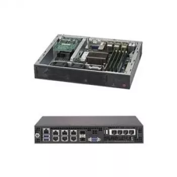 Supermicro SuperServer E300-8D - Serveris - Mini-1U - 1 ceļš - 1 x Xeon D-1518 / 2.2 GHz - RAM 0 MB - bez HDD - AST2400 - GigE, 10 GigE - bez operētājsistēmas