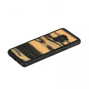 Viedtālruņa maciņš Samsung Galaxy S9, dabīgais koks/policarbonāts, baltais melnkoks/melns