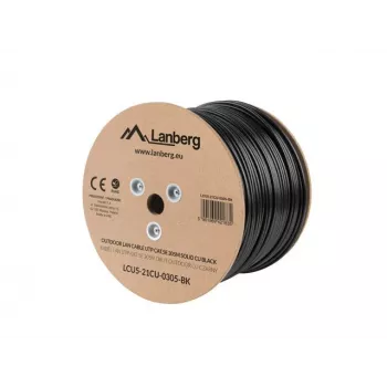 Tīkla kabelis LANBERG Cat5e U/UTP LCU5-21CU-0305-BK, 305 m, 24 AWG, PVC apvalks, melns