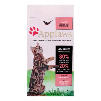Sausā kaķu barība Applaws Adult Chicken & Salmon 2 kg — bezgraudu, 36.5% olbaltumvielu, 16% tauku