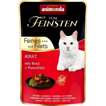 Animonda Vom Feinsten ar mājputnu un mencu fileju 85 g — bezgraudu, pieaugušiem kaķiem