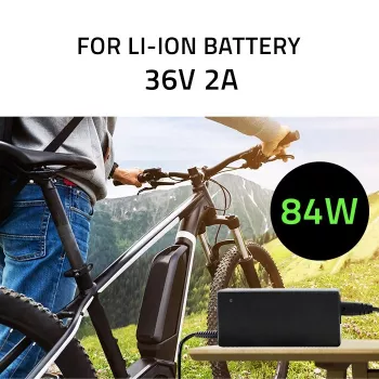 Qoltec 50760 Lādētājs e-velosipēdu akumulatoriem 36V | 42V | 2A | 5.5*2.1