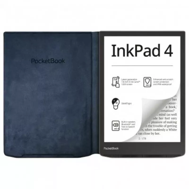 PocketBook Charge apvalks HN-QI-PU-743G-NB-WW 7,8 collu InkPad 4 / Color 2 / Color 3, tumši zils