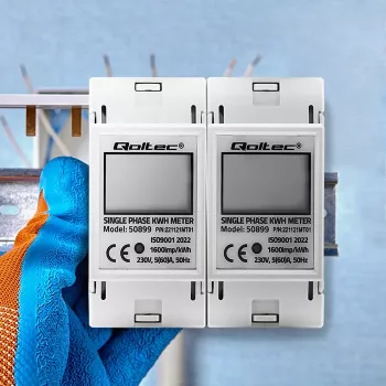 Vienfāzes elektroenerģijas skaitītājs QOLTEC 50899 230 V 50 Hz, 5(60)A, 1.0 klase, LCD