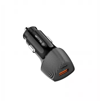 Auto lādētājs Tellur FCC10 38W 6A PD20W QC3.0 — USB-C un USB-A adapteris