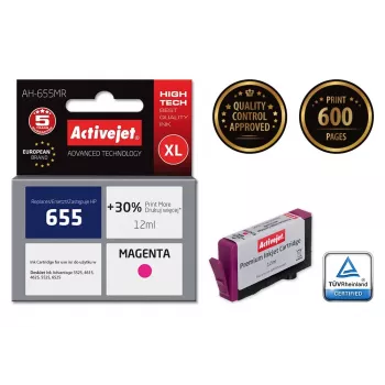 Activejet AH-655MR Magenta tinte (HP 655 CZ111AE nomaiņa; Premium; 12 ml; magenta)