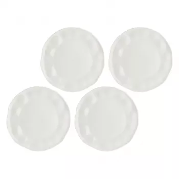 LA PORCELLANA BIANCA LUNIA vakariņu šķīvju komplekts — 4 balti porcelāna šķīvji