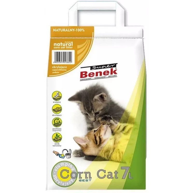 Kaķu pakaiši Super Benek CERTECH Super Benek CORN 4.4 kg, 7 L, ātri absorbējoši, smaku likvidēšana