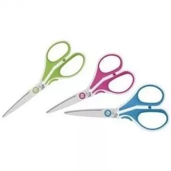WEDO kancelejas šķēres 975 5010 — Universālas taisngriezuma nerūsējošā tērauda asmeņi, 130 mm, zili/balts