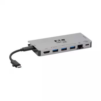 USB-C Dokstacija - 4K HDMI, USB 3.2 Gen 1, USB-A Hub, GbE, Atmiņas Karte, 100W PD Lādēšana, Noņemams Kabelis U442-DOCK5D-GY