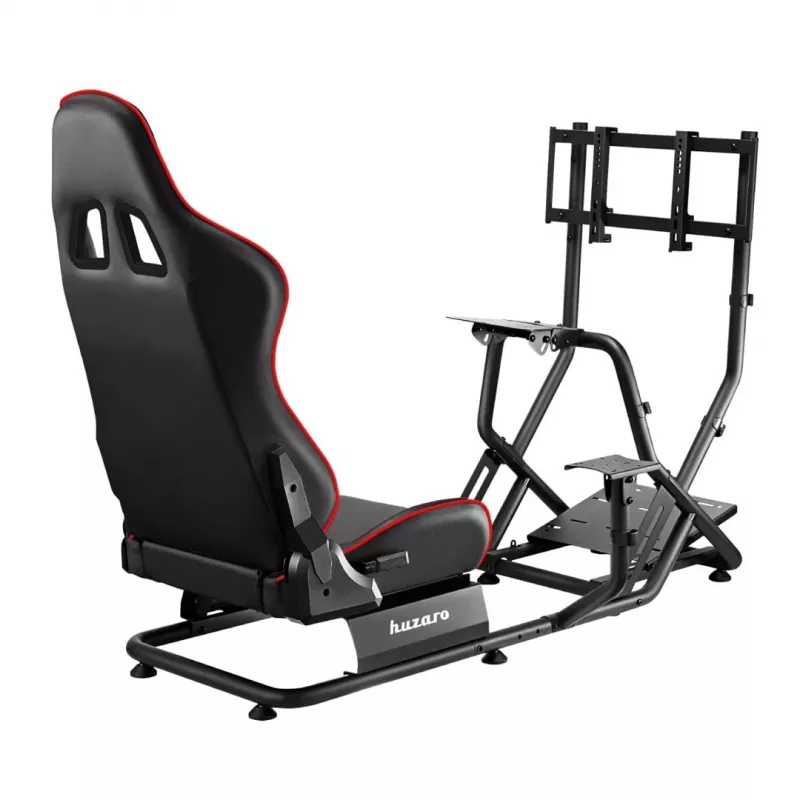Sacīkšu kokpits huzaro Speed 6.0 ar regulējamu sēdekli, tērauda rāmis, 30°–90° leņķis, atbalsta līdz 120 kg, sarkans, 1080×1360×560 mm