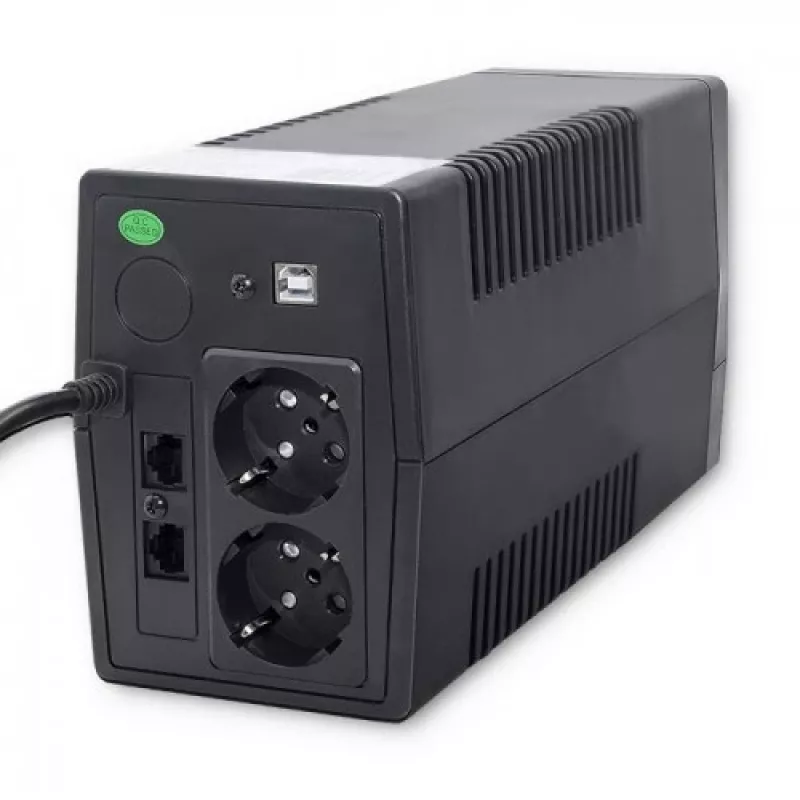 Qoltec Monolith nepārtrauktās barošanas avots (UPS) Double-conversion (Online) 1 kVA 600 W 2 SCHUKO kontaktligzdas