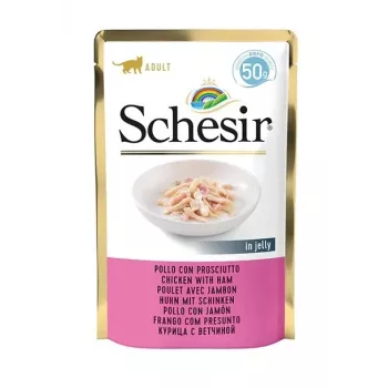 SCHESIR želejā Vistas gaļa ar šķiņķi - slapjā barība kaķiem - 50 g