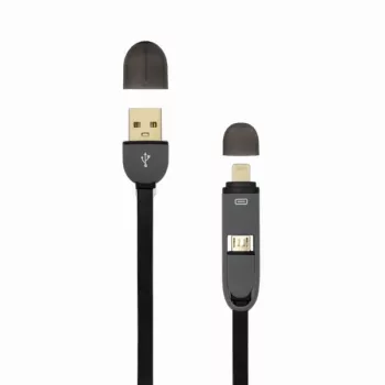 USB A savienotājs uz Micro USB + 8-pin iPhone kabelis SBOX 1m Melns