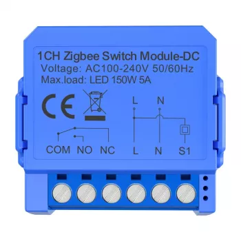 1-kanāla ZigBee pārslēgšanas modulis Avatto ZWSM16-DC32V-1, bezsprieguma kontakts, DC 32V
